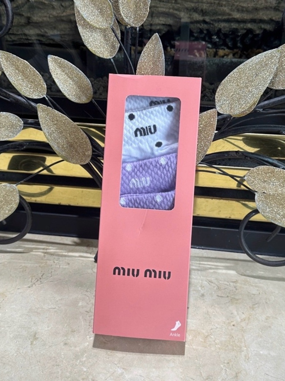 Miu Miu White & Lavender Ankle Socks Pack